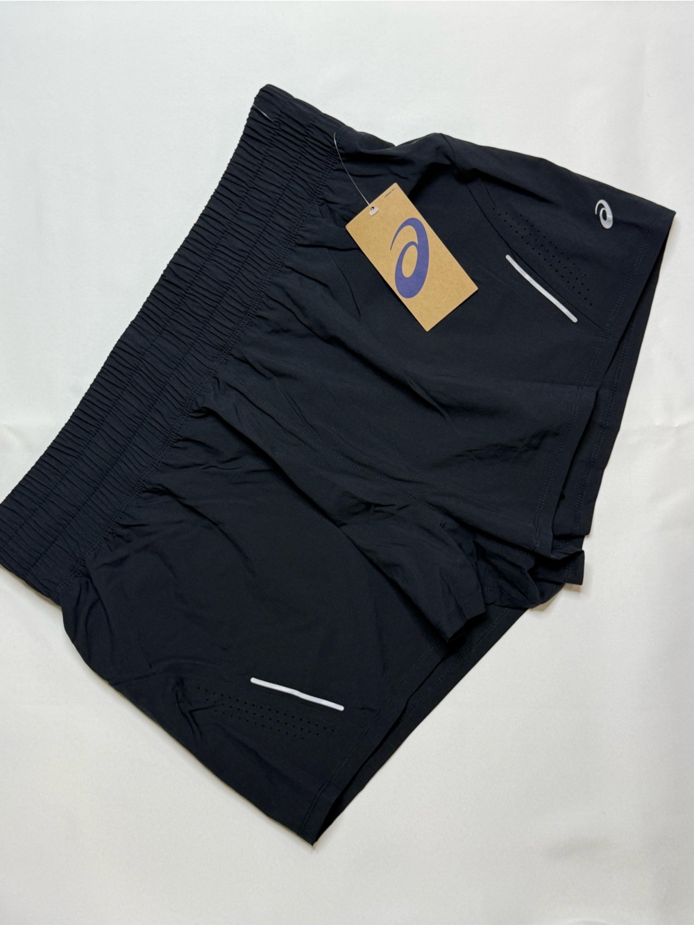 ASICS Black Athletic Running Shorts with Reflective Detail